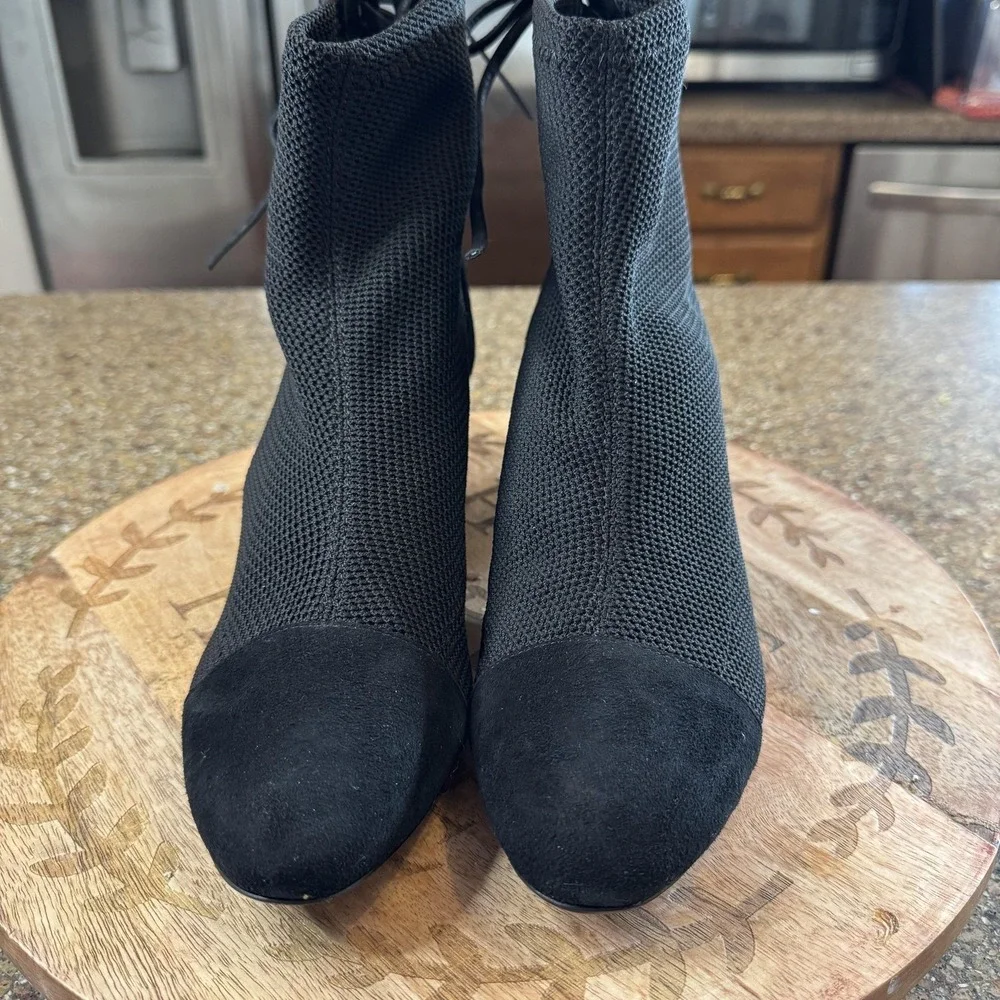 Schutz Emilia Ankle Boot 10B Black Knit Suede 2.5